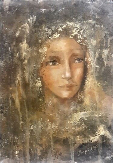 Painting titled "Портрет незнакомки" by Natalie Shiporina, Original Artwork, Acrylic