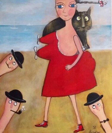 Painting titled "Одинокая женщина же…" by Natalie Shiporina, Original Artwork, Acrylic