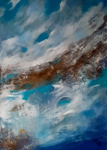 Malerei mit dem Titel "Небо море / абстрак…" von Natalie Shiporina, Original-Kunstwerk, Acryl Auf Keilrahmen aus Holz montie…