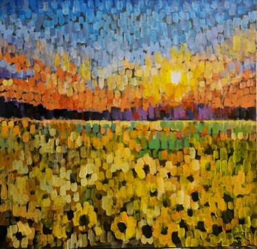 Malarstwo zatytułowany „Little sun” autorstwa Natalie Shiporina, Oryginalna praca, Akryl Zamontowany na Drewniana rama noszy