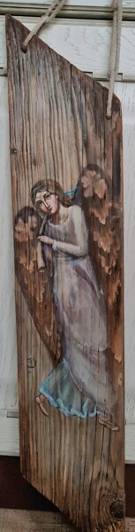 Картина под названием "Ангел с дудочкой" - Natalie Shiporina, Подлинное произведение искусства, Темпера
