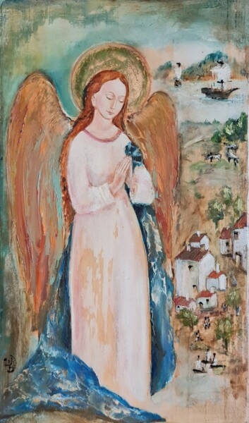 Painting titled "angel" by Natalie Shiporina, Original Artwork, Oil