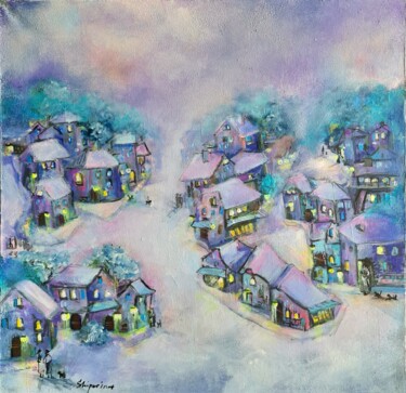 Картина под названием "Город в котором Снег" - Natalie Shiporina, Подлинное произведение искусства, Акрил