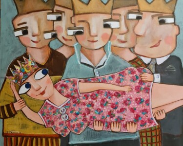 Schilderij getiteld "Мечты/короли и Липо…" door Natalie Shiporina, Origineel Kunstwerk, Acryl Gemonteerd op Frame voor houte…