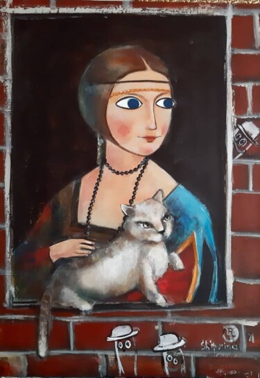 Painting titled "Картина "Девушка и…" by Natalie Shiporina, Original Artwork, Acrylic