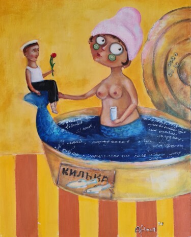 Pintura titulada "Рыбка\petit poisson" por Natalie Shiporina, Obra de arte original, Acrílico Montado en Bastidor de camilla…