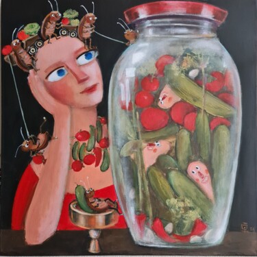 Malerei mit dem Titel "memories of summer" von Natalie Shiporina, Original-Kunstwerk, Acryl Auf Keilrahmen aus Holz montiert