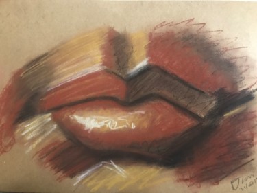 Disegno intitolato "Le labre rosse" da Natalie Tiossi, Opera d'arte originale, Pastello