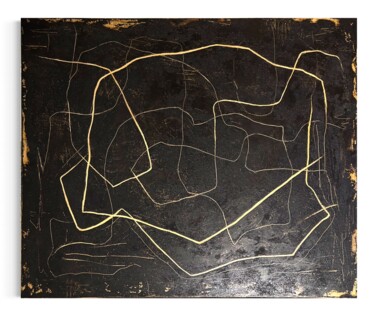 Картина под названием "“Golden Ways”" - Natalie Ulmann, Подлинное произведение искусства, Акрил Установлен на Деревянная рам…