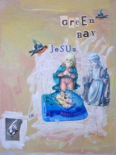 Collages titled "Green Bay Jesus" by Natalie Vann, Original Artwork