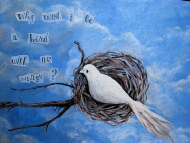 Painting titled "bird with no wings" by Natalie Vann, Original Artwork