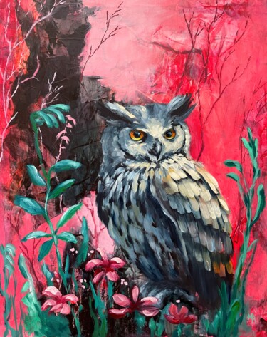 Painting titled "Surrounded by Pink…" by Natalieverve, Original Artwork, Oil