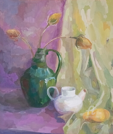 Painting titled "Lilac haze" by Nataliia Belozerova, Original Artwork, Gouache