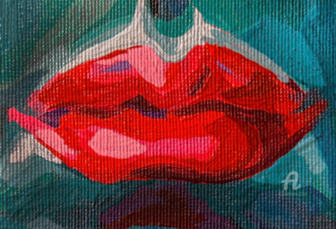 Pittura intitolato "Red lips" da Nataliia Belozerova, Opera d'arte originale, Acrilico