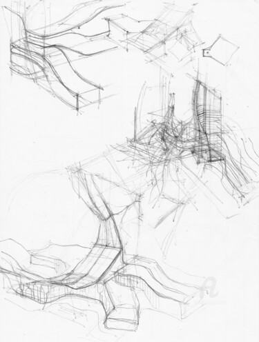 Zeichnungen mit dem Titel "Small architectural…" von Nataliia Belozerova, Original-Kunstwerk, Bleistift