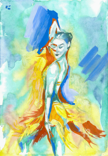 Ζωγραφική με τίτλο "Dancer 1" από Nataliia Belozerova, Αυθεντικά έργα τέχνης, Ακουαρέλα