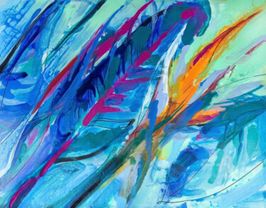 Painting titled "Strelitzia plant ab…" by Nataliia Belozerova, Original Artwork, Acrylic