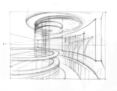 Drawing titled "Rotation" by Nataliia Belozerova, Original Artwork, Pencil