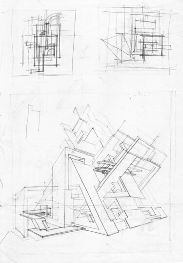 Tekening getiteld "Architectural sketc…" door Nataliia Belozerova, Origineel Kunstwerk, Potlood