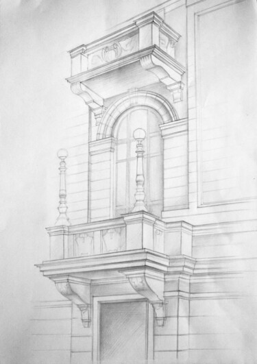 Drawing titled "Drawing of architec…" by Nataliia Belozerova, Original Artwork, Pencil