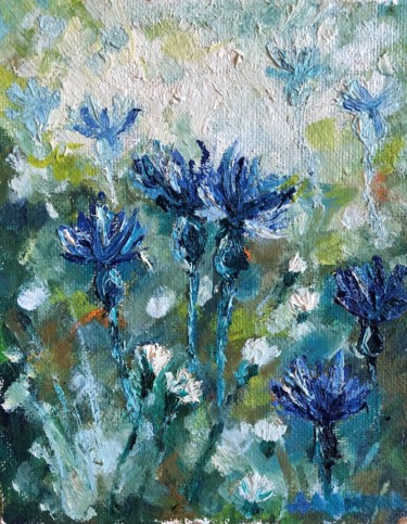 Malerei mit dem Titel "Сornflowers" von Nataliia Dadykina, Original-Kunstwerk, Öl