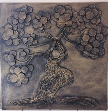 Painting titled "Money tree" by Nataliia Furkalo, Original Artwork, Plastic
