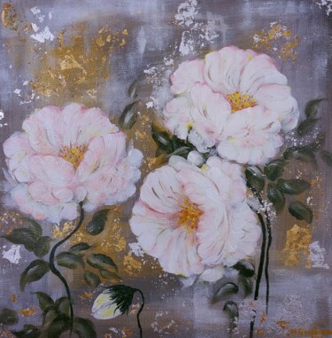 Pintura titulada "Winter Flowers" por Nataliia Goloborodko, Obra de arte original, Acrílico Montado en Bastidor de camilla d…