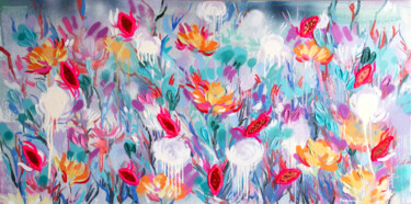 Schilderij getiteld "“Floral ecstasy” -…" door Nataliia Karavan, Origineel Kunstwerk, Olie