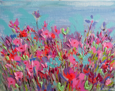 Painting titled "The fragrant meadow…" by Nataliia Karavan, Original Artwork, Oil