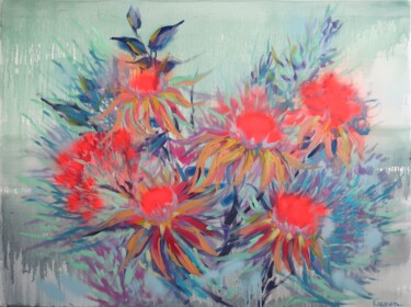 Malerei mit dem Titel "Lotus land" von Nataliia Karavan, Original-Kunstwerk, Öl