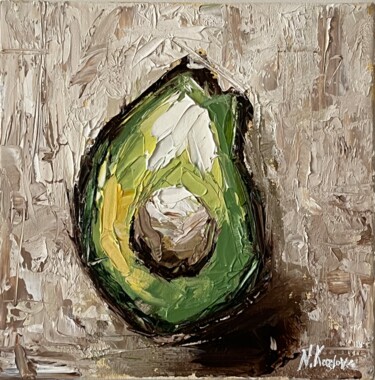 Painting titled "Avocado oil" by Nataliia Kozlova, Original Artwork, Oil Mounted on Wood Stretcher frame