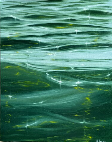 Painting titled "mystical water" by Nataliia Kozlova, Original Artwork, Oil Mounted on Wood Stretcher frame