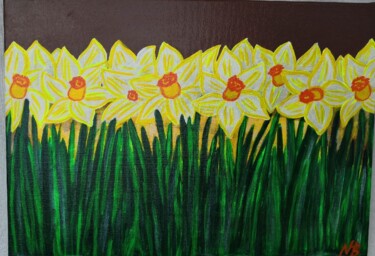 Картина под названием "The Daffodils" - Nataliia Kutikhina (natel), Подлинное произведение искусства, Акрил