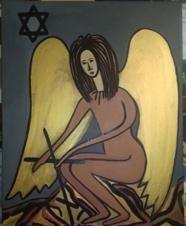 Картина под названием "Black Angel" - Nataliia Kutikhina (natel), Подлинное произведение искусства, Акрил