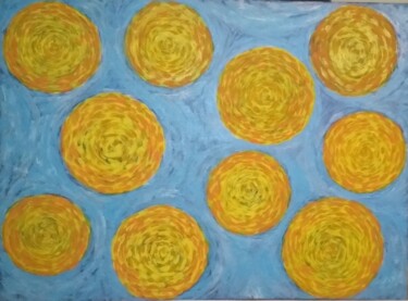 Painting titled "Ten Suns (10 suns)" by Nataliia Kutikhina (natel), Original Artwork, Acrylic