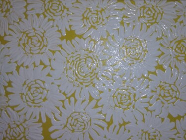 Pintura intitulada "White Chrysanthemums" por Nataliia Kutikhina (natel), Obras de arte originais, Acrílico