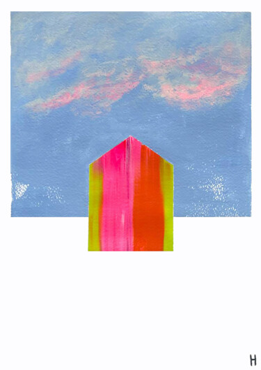 Schilderij getiteld "The pink house of y…" door Nataliia Lepikhina, Origineel Kunstwerk, Acryl