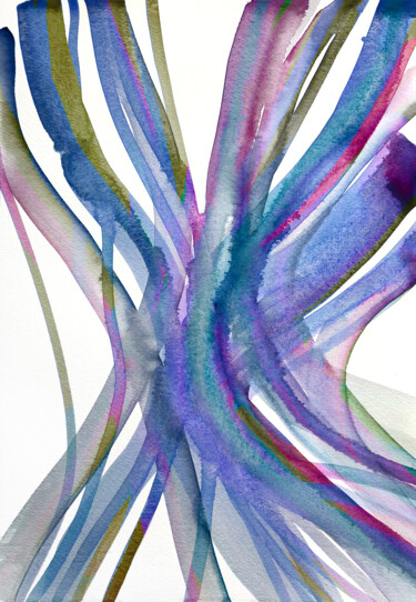 Digital Arts με τίτλο "Fluid Petals" από Nataliia Lepikhina, Αυθεντικά έργα τέχνης, Ακουαρέλα