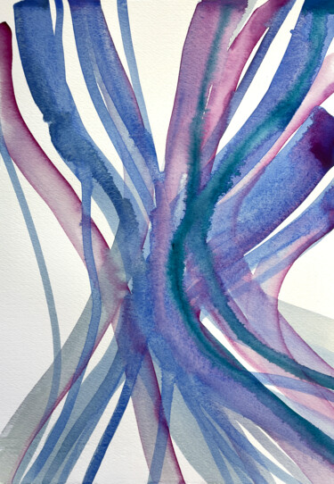 Malarstwo zatytułowany „Fluid Blooms” autorstwa Nataliia Lepikhina, Oryginalna praca, Akwarela