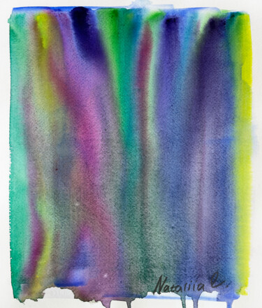 Картина под названием "Aurora Borealis.  L…" - Nataliia Lepikhina, Подлинное произведение искусства, Акварель