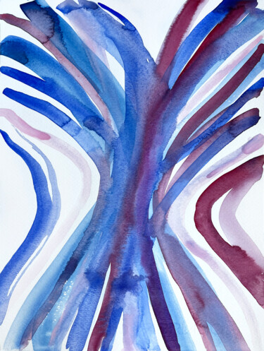 Картина под названием "Whirling Azure Bloom" - Nataliia Lepikhina, Подлинное произведение искусства, Акварель