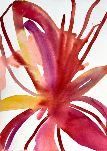 Painting titled "Tropical Blaze" by Nataliia Lepikhina, Original Artwork, Watercolor