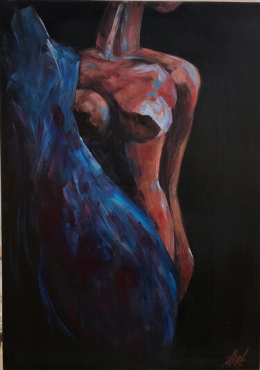 Painting titled "Female figure" by Nataliia Lishchynska, Original Artwork, Acrylic Mounted on Wood Stretcher frame