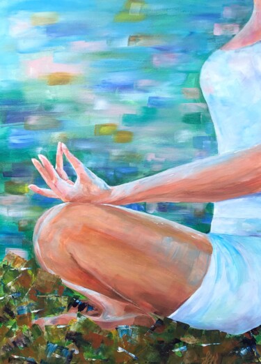 Картина под названием "Yoga" - Nataliia Lishchynska, Подлинное произведение искусства, Акрил Установлен на Деревянная рама д…