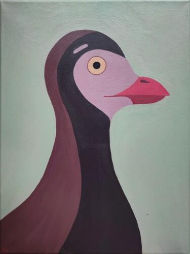Pittura intitolato "humble bird" da Nataliia Nikulina, Opera d'arte originale, Olio Montato su Telaio per barella in legno