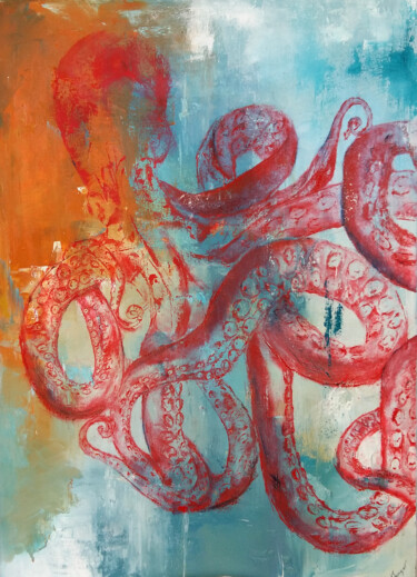 Ζωγραφική με τίτλο "Оctopus" από Nataliia Priputnikova, Αυθεντικά έργα τέχνης, Λάδι