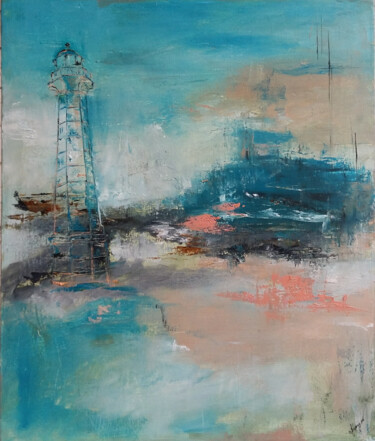 Painting titled "Lighthouse" by Nataliia Priputnikova, Original Artwork, Oil