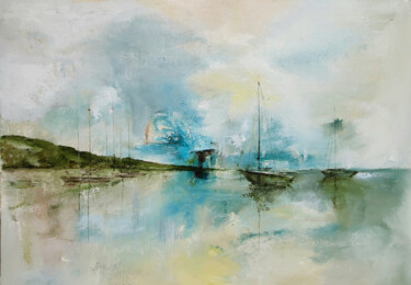 Painting titled "Quiet Harbor" by Nataliia Priputnikova, Original Artwork, Oil