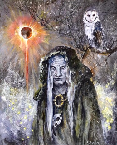 Pintura titulada "The Witching Hour." por Nataliia Savchuk, Obra de arte original, Acuarela