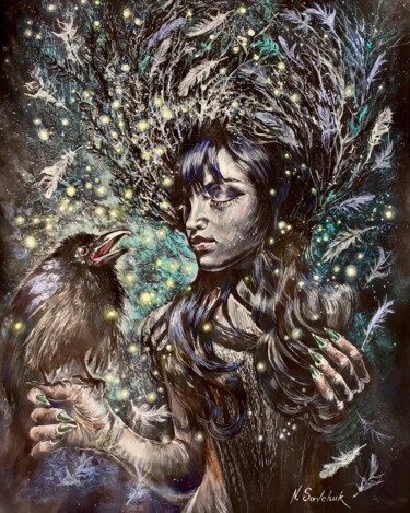 Pintura titulada "The Witch's Daughte…" por Nataliia Savchuk, Obra de arte original, Acuarela